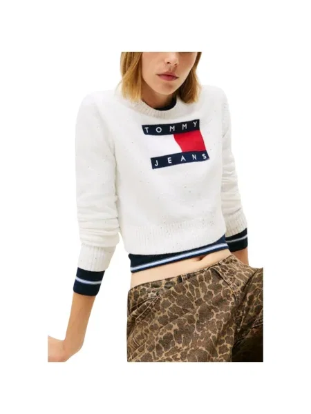 Tommy Jeans Pulover albastru marin / roșu alb