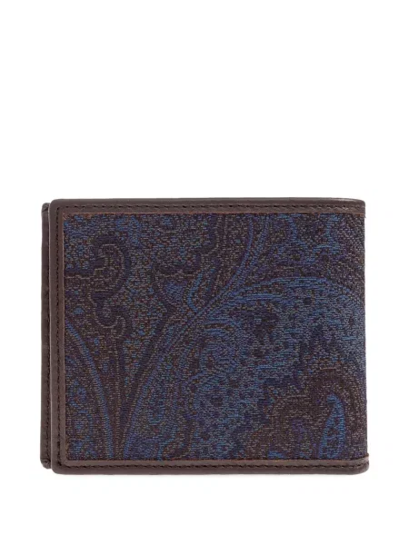 Portofel Etro din piele cu model paisley albastru