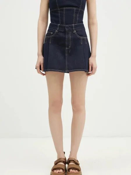 KSUBI fustă din denim Hera Mini bleumarin mini evazati