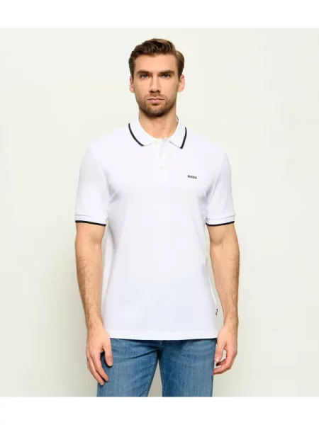 Tricou polo Boss Black alb