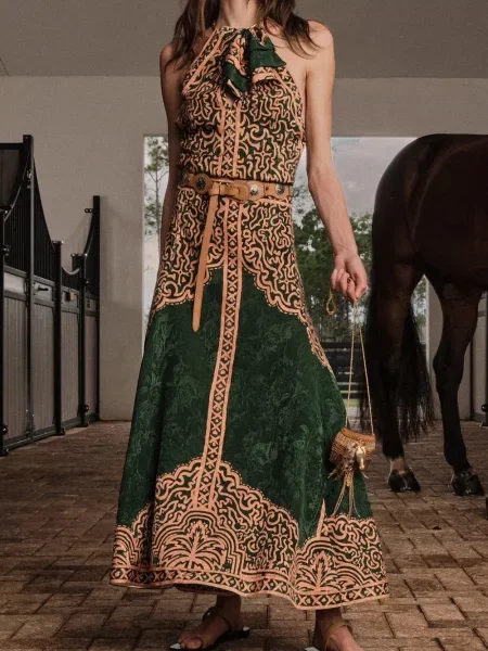 Top Johanna Ortiz cu gât halter verde