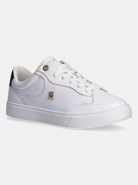 Кожени маратонки Tommy Hilfiger ESSENTIAL CHIC COURT SNEAKER RWB бяло