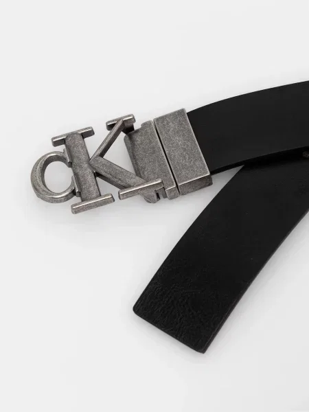 Calvin Klein dvostranski pas usnjen črna