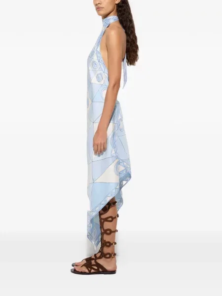 Rochie Pucci de mătase cu imagine de costum albastru