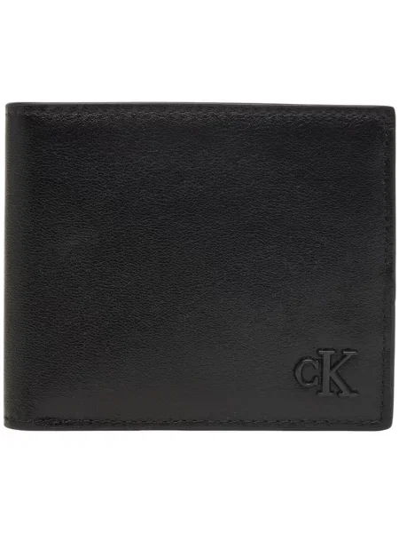 Calvin Klein Portofel Bold Ck Suede Billfold W/ Coin negru