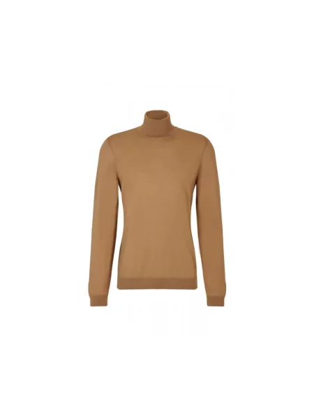 Sweter z golfem Hugo Boss wełniany beżowy