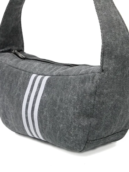 Top Adidas cu dungi din jerseu cu imagine gri
