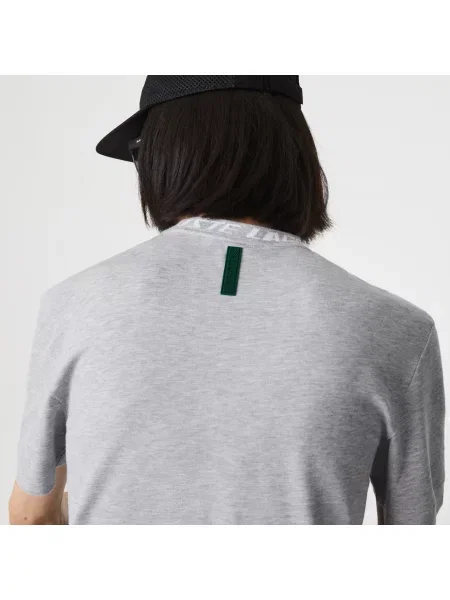 Lacoste T-Shirt Z Kołnierzykiem Z Logo Regular Fit szary