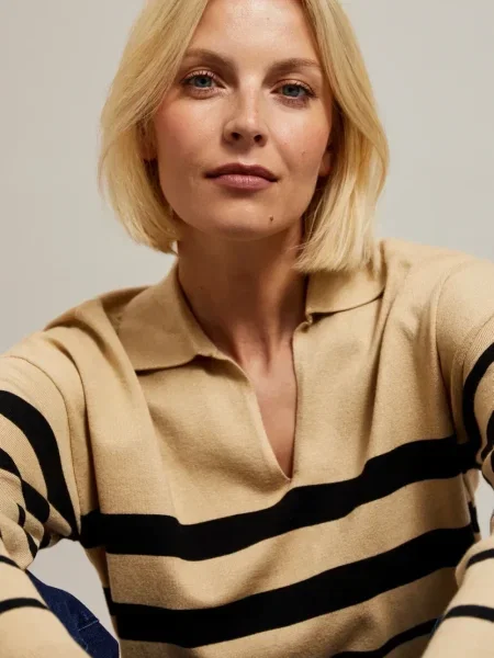 Pulover Moodo cu dungi negru