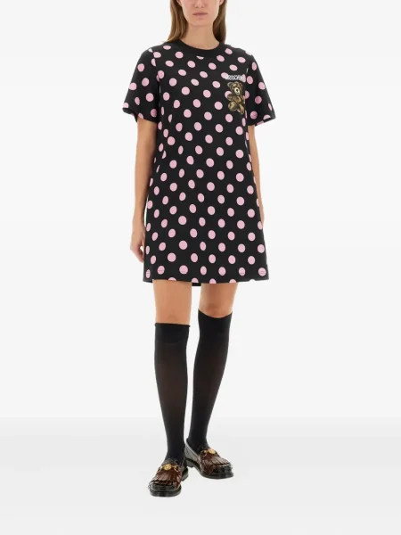 Rochie midi Moschino cu buline cu imagine până la genunchi negru