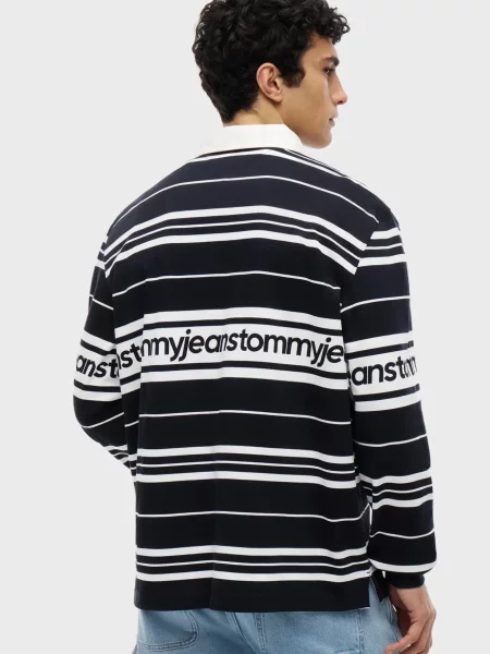 Поло Tommy Jeans в полоску синее