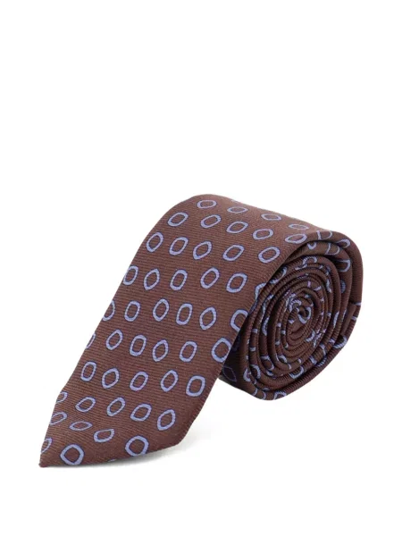 Cravată Kiton de mătase cu imagine cu imprimeu geometric maro