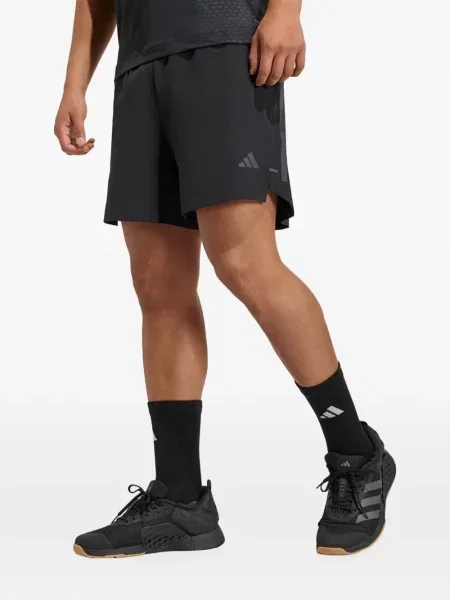 Csíkos kötött galléros póló Adidas fekete