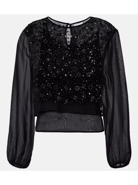 Top Velvet de catifea transparente negru