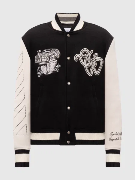Бомбер Cat Off Varsity з вовною Off-white чорний
