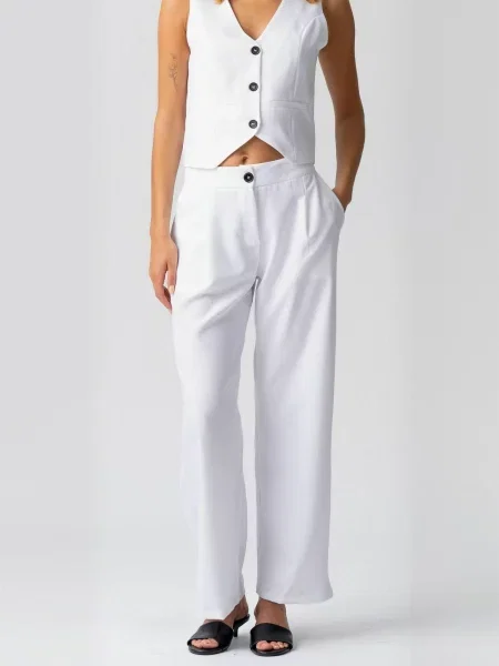 TEESHOPPEN Pantaloni Natalie alb