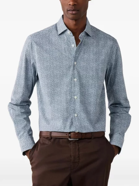 Cămașă Hackett London cu model floral cu imagine din poplin albastru