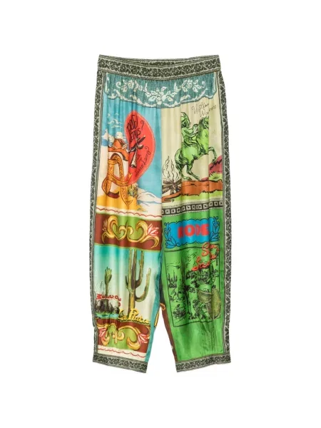 Pantaloni Alemais de mătase cu imagine verde