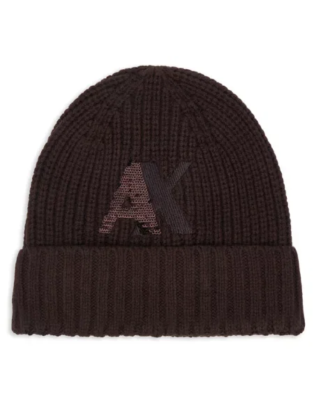 Armani Exchange czapka beanie z wełną brązowa