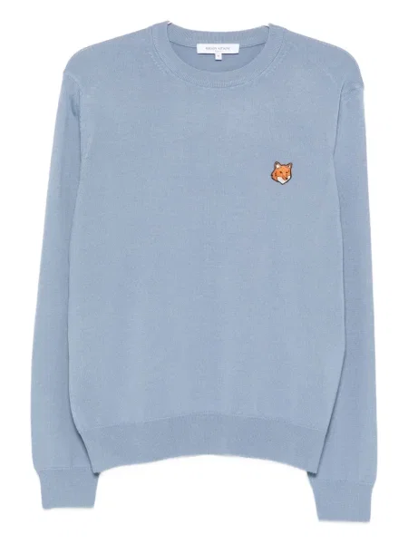 Vlněný svetr Maison Kitsuné modrý