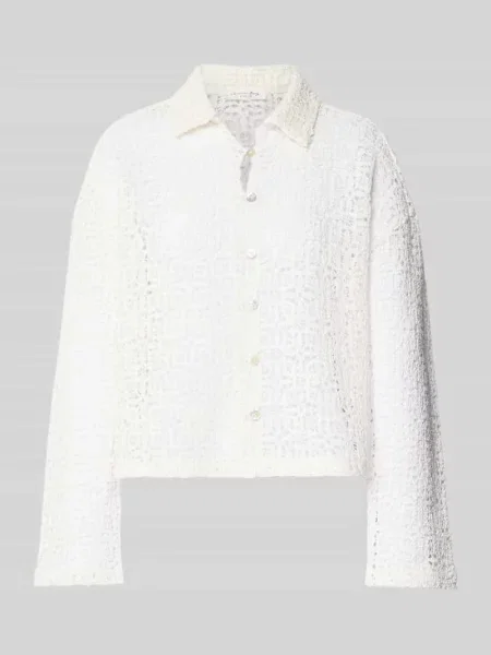 Bluzka koszulowa o kroju relaxed fit z mieszanki bawełny Christian Berg Woman biała