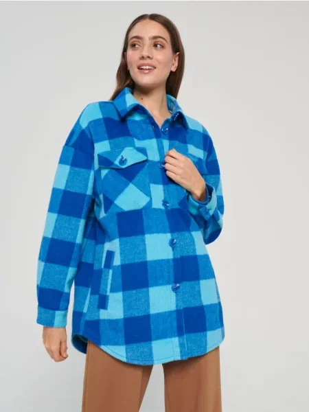 Сорочкова куртка зі змішанням вовни light blue синя