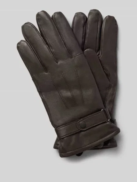 Rękawiczki ze skóry bydlęcej nappa z zapięciem na patkę Barbour