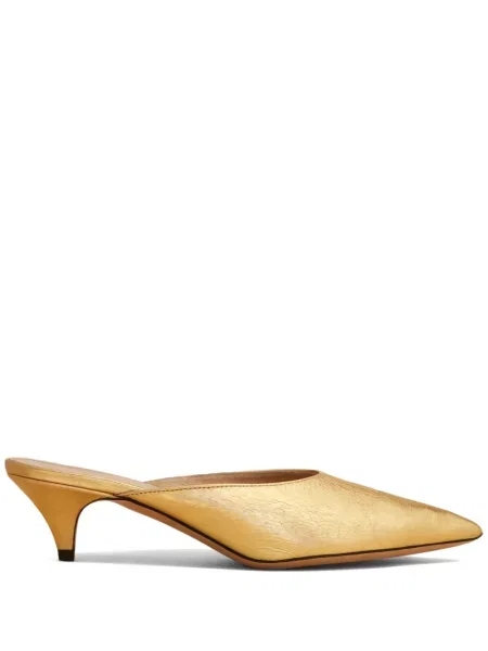 Papuci tip mules Khaite din piele auriu