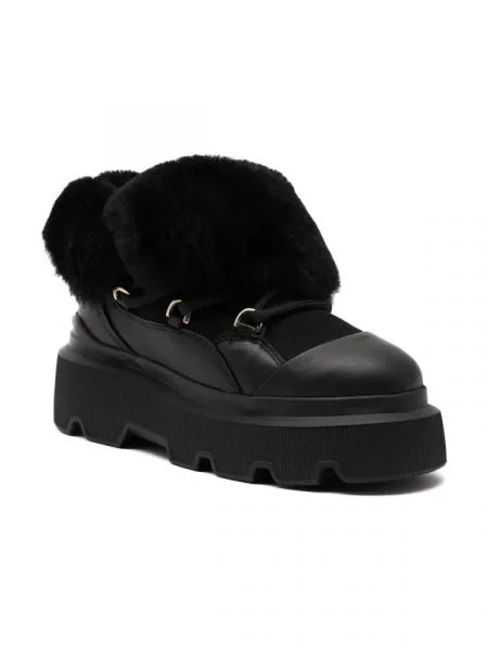 INUIKII De piele bocanci cu adaos de lână negru