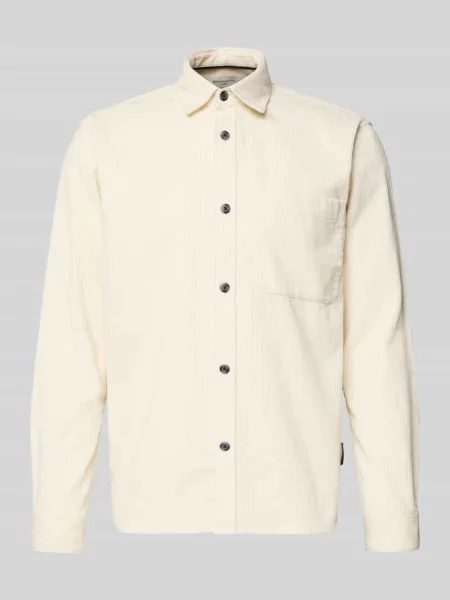 Koszula sztruksowa o kroju relaxed fit z czystej bawełny Tom Tailor Denim biała
