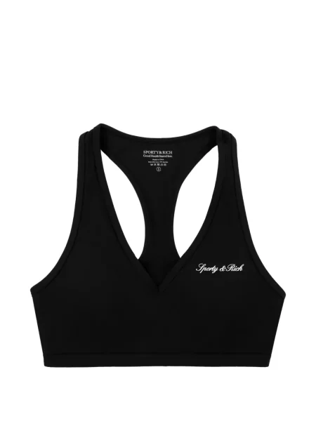 Sutien sport Sporty & Rich cu imagine cu decolteu în V negru