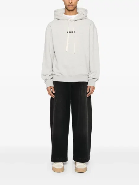 Hanorac cu glugă Jil Sander cu imagine gri