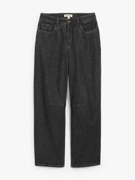 Jeansy typu barrel mid waist szare