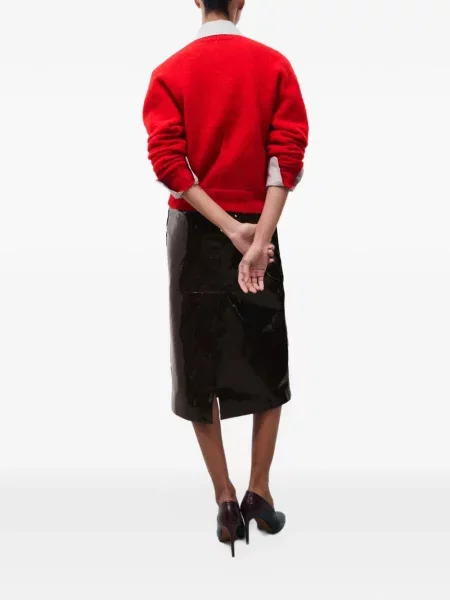 Lakované kožená sukně Tory Burch hnědé