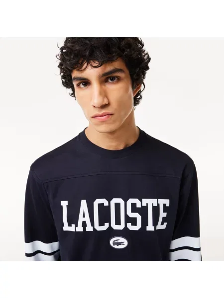 Lacoste T-Shirt Z Okrągłym Dekoltem Z Długim Rękawem Z Nadrukiem Classic Fit czarny