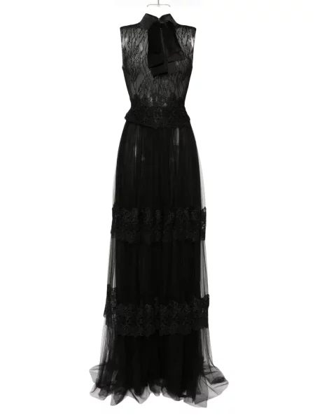Rochie fără mâneci Saiid Kobeisy fără mâneci din dantelă de costum negru