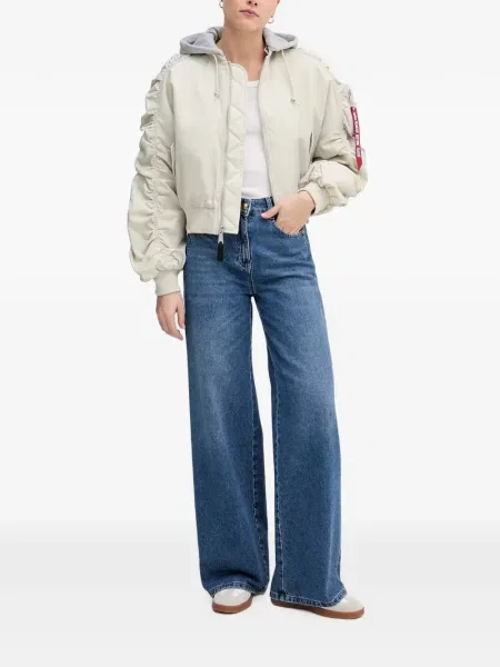 Geacă Alpha Industries cu glugă cu volane alb