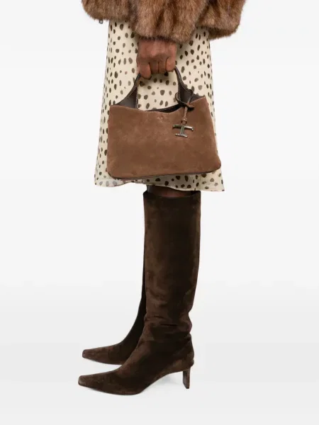 Geantă shopper Tod's din piele de căprioară maro