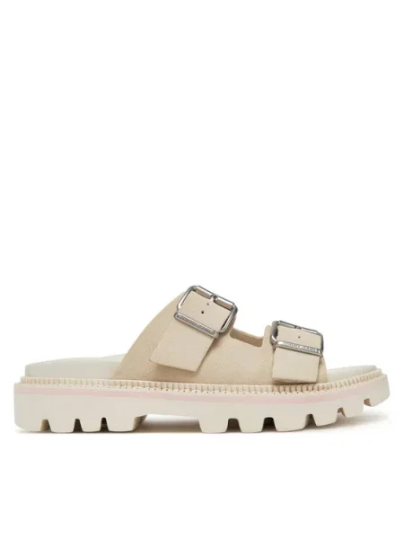 Papuci Tommy Jeans din piele de căprioară