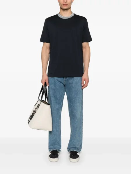 Dryžuotas marškinėliai Emporio Armani mėlyna