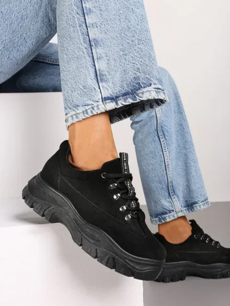 Sneakers din Catifea Farwynn negri