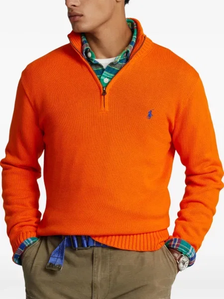 Tricou polo Polo Ralph Lauren cu glugă cu blană cu broderie roșu