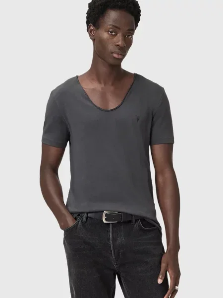Тениска AllSaints TONIC с изчистен дизайн сиво