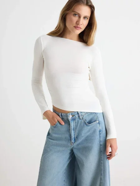 Trendyol Tricou albastru alb