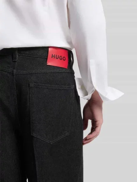 Jeansy o kroju baggy z czystej bawełny model HUGO czarne