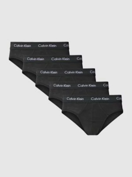 Slipy z elastycznym z logo w zestawie 5 szt. Calvin Klein Underwear czarne