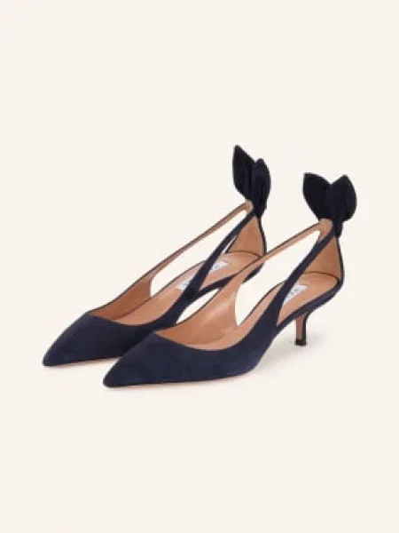 Aquazzura Czółenka Typu Slingback Bow Tie blau granatowa