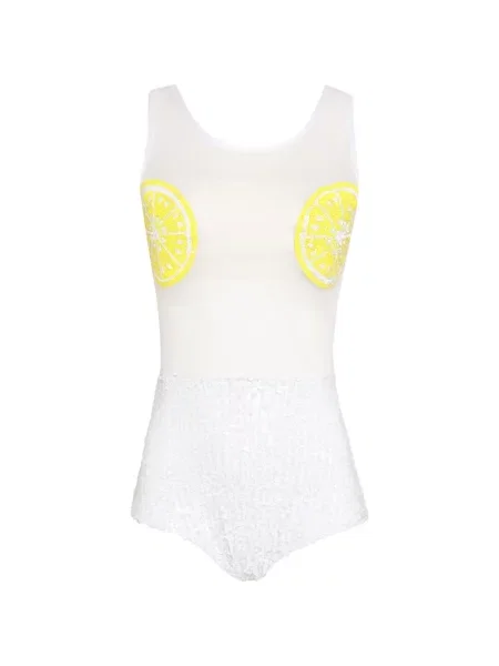 Body Brigitte cu paiete alb