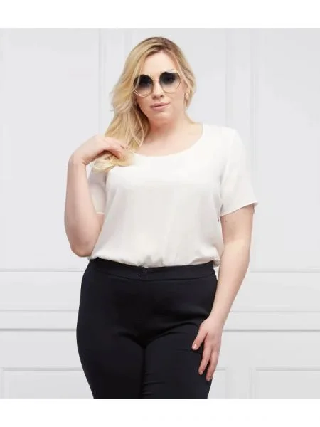 Persona by Marina Rinaldi Bluză BELLA Plus size | cu adaos de mătase alb