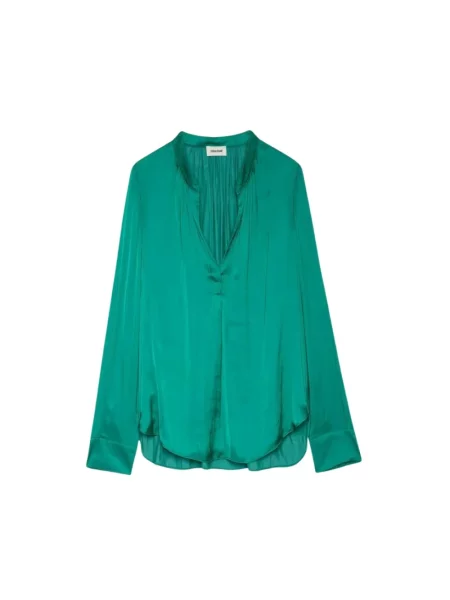 Satynowa bluzka Zadig & Voltaire zielona